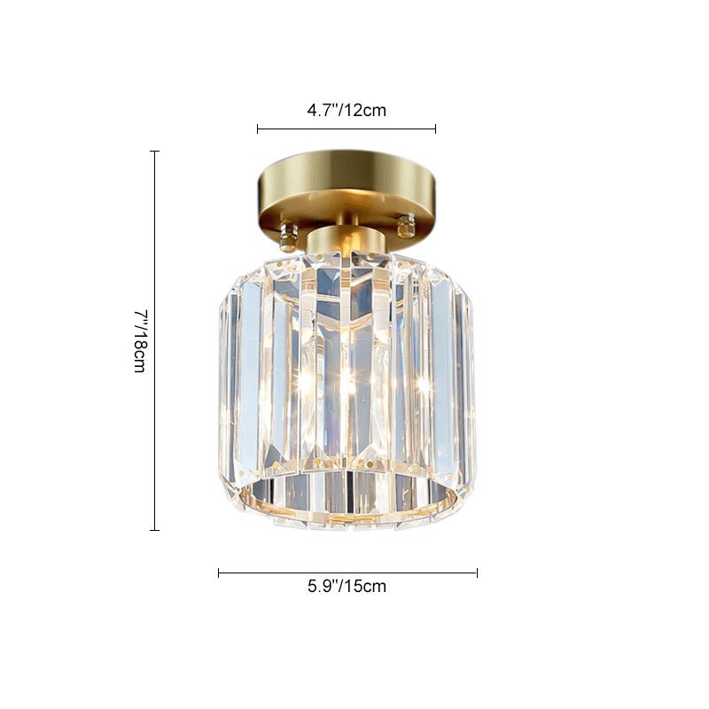 Small Simple Clear Crystal Shade Cylinder Ceiling Light - LightfixturesUAE