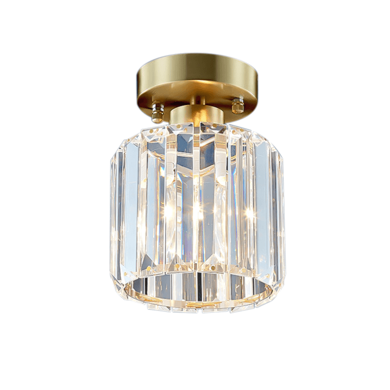 Small Simple Clear Crystal Shade Cylinder Ceiling Light - LightfixturesUAE