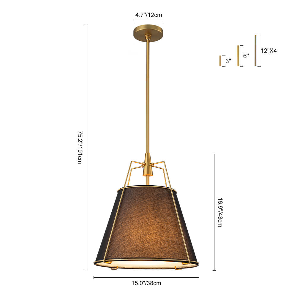 Timeless 4 - Light Lantern Conical Fabric Pendant Light - LightfixturesUAE