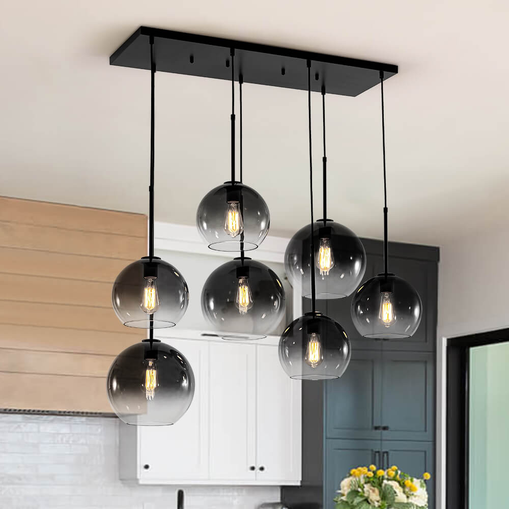 Timeless 7 - Light Glass Globe Cluster Chandelier Pendant - LightfixturesUAE
