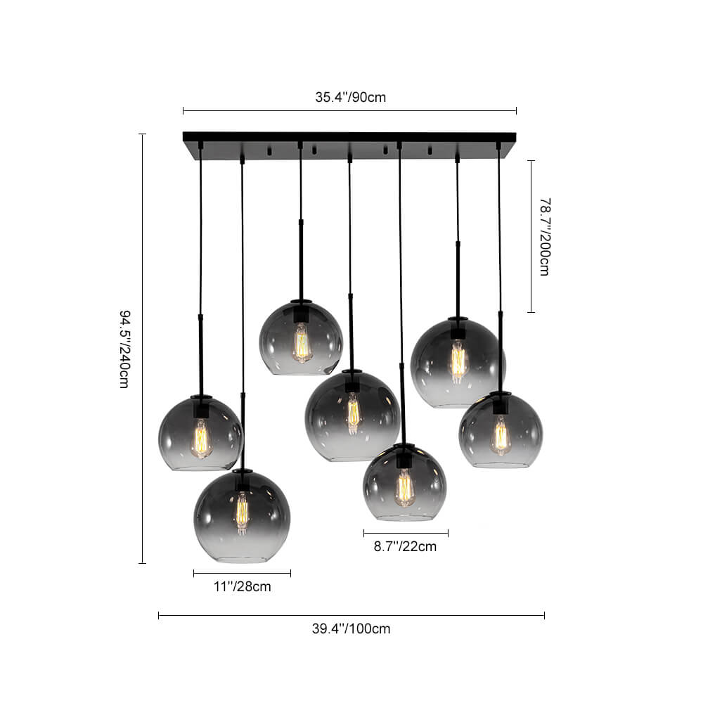 Timeless 7 - Light Glass Globe Cluster Chandelier Pendant - LightfixturesUAE