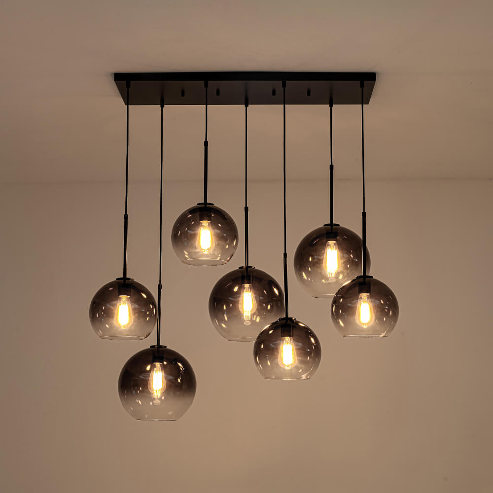 Timeless 7 - Light Glass Globe Cluster Chandelier Pendant - LightfixturesUAE