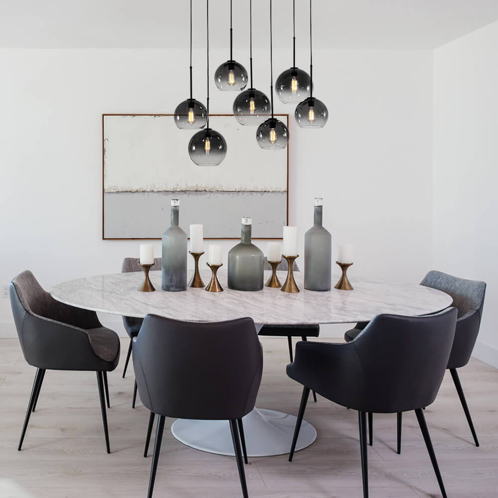 Timeless 7 - Light Glass Globe Cluster Chandelier Pendant - LightfixturesUAE