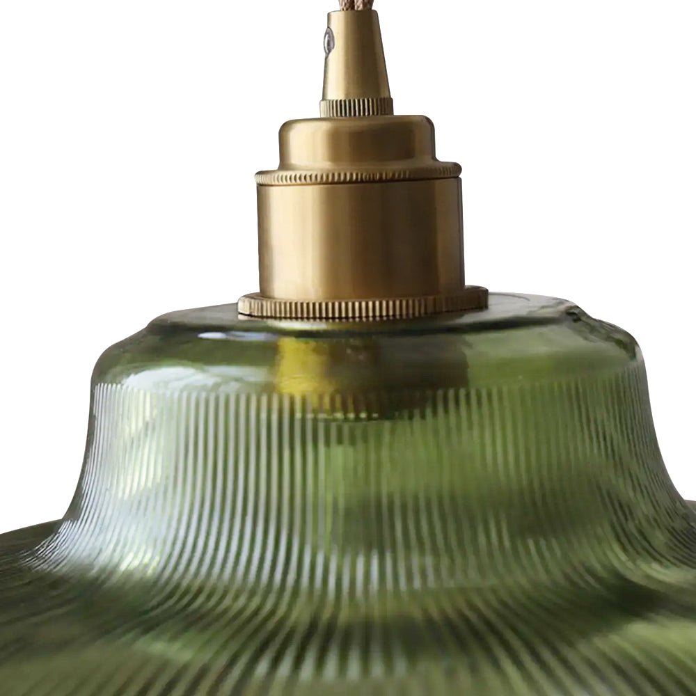 Vintage 1 - Light Striped Glass Dome - Shaped Pendant Light - LightfixturesUAE