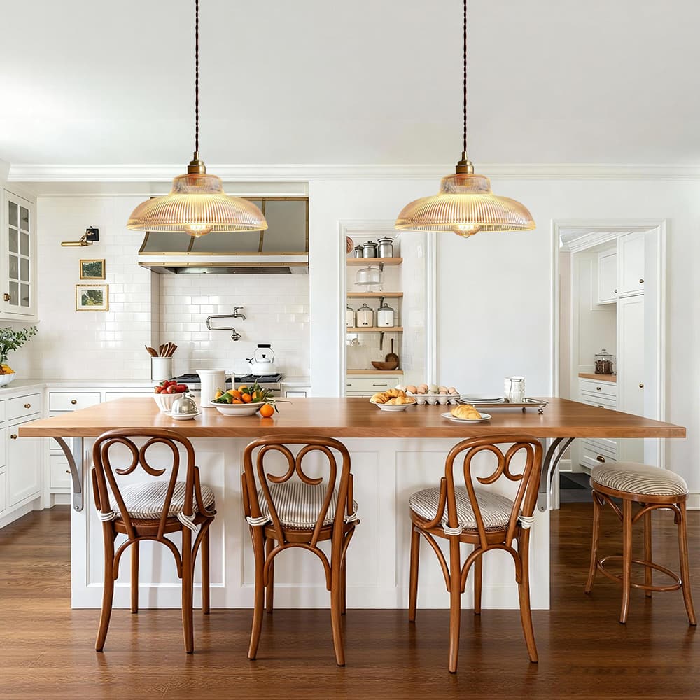 Vintage 1 - Light Striped Glass Dome - Shaped Pendant Light - LightfixturesUAE