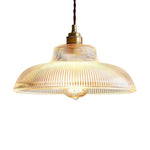 Vintage 1 - Light Striped Glass Dome - Shaped Pendant Light - LightfixturesUAE