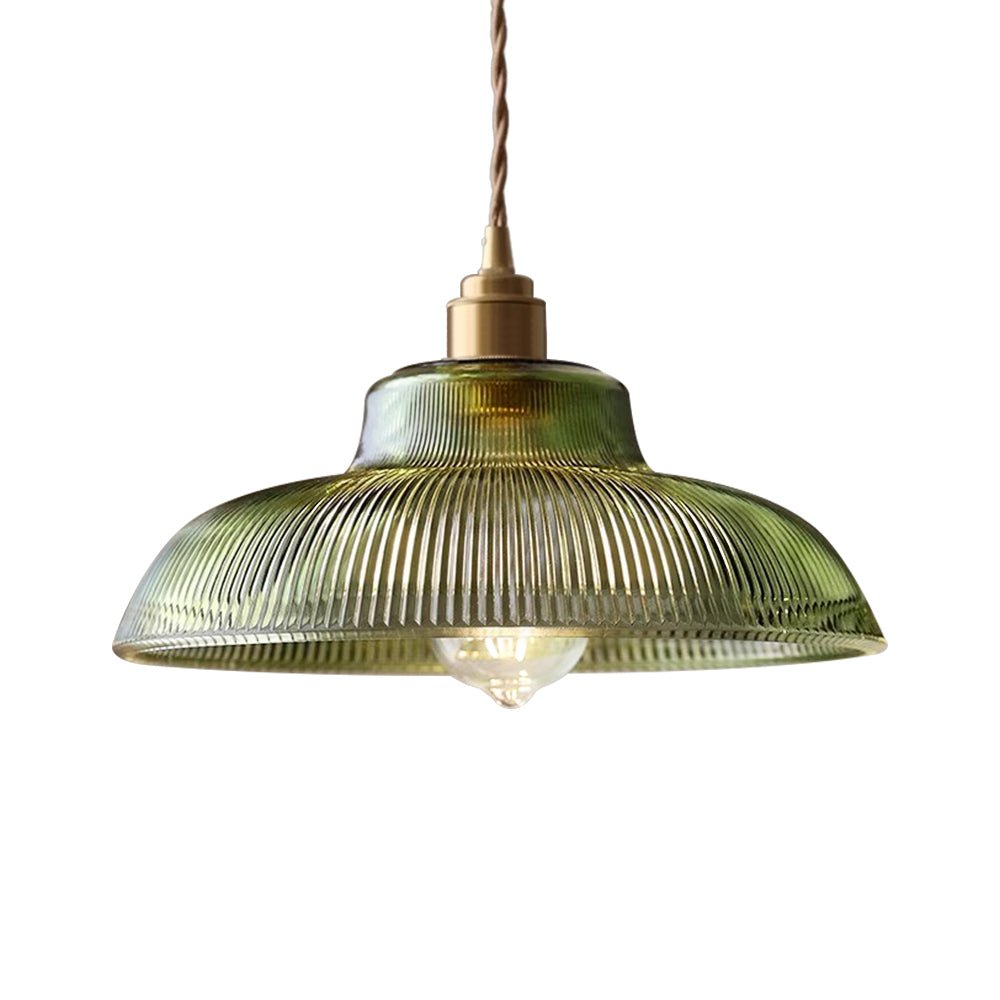 Vintage 1 - Light Striped Glass Dome - Shaped Pendant Light - LightfixturesUAE