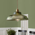 Vintage 1 - Light Striped Glass Dome - Shaped Pendant Light - LightfixturesUAE