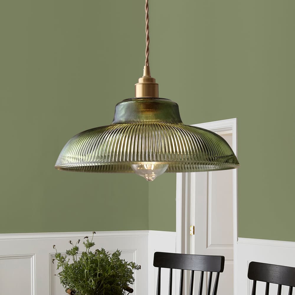 Vintage 1 - Light Striped Glass Dome - Shaped Pendant Light - LightfixturesUAE