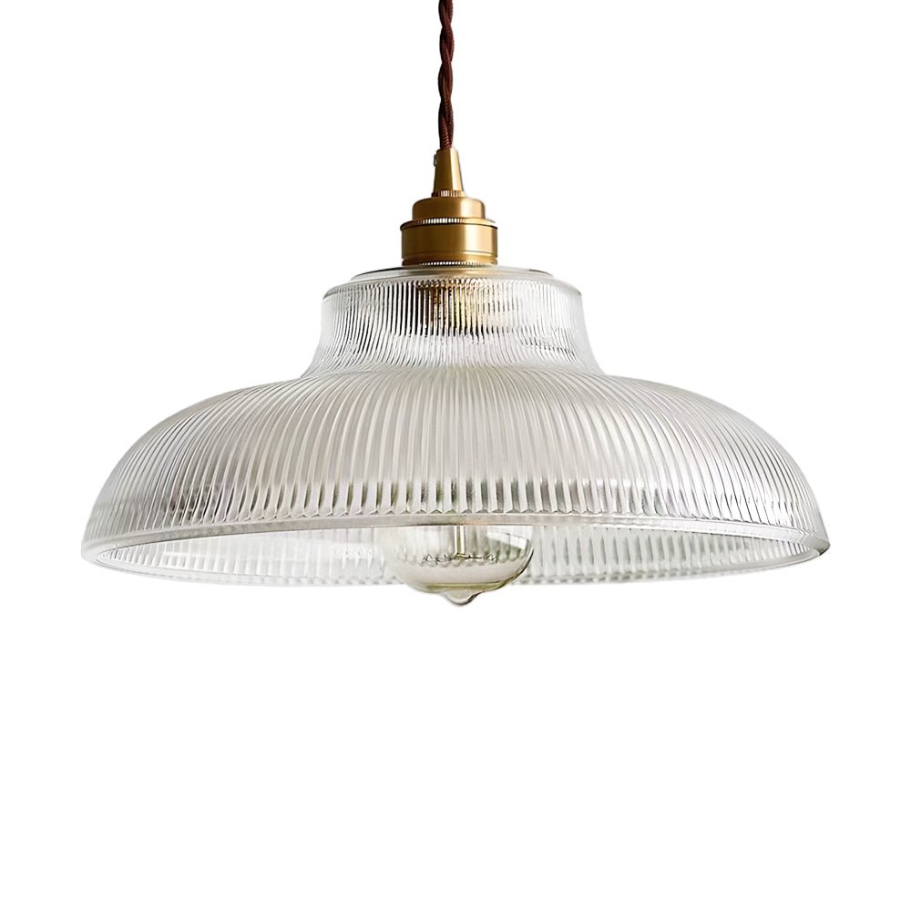 Vintage 1 - Light Striped Glass Dome - Shaped Pendant Light - LightfixturesUAE