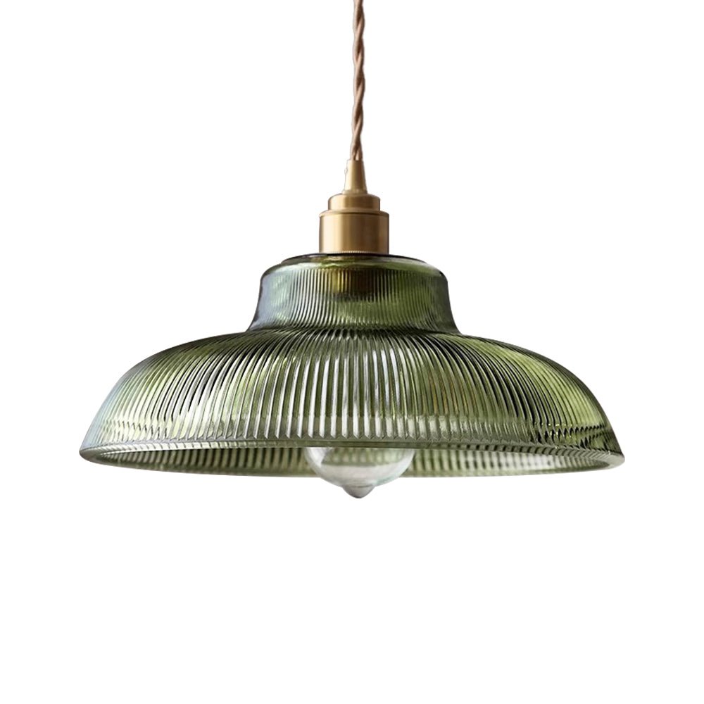 Vintage 1 - Light Striped Glass Dome - Shaped Pendant Light - LightfixturesUAE
