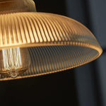 Vintage 1 - Light Striped Glass Dome - Shaped Pendant Light - LightfixturesUAE