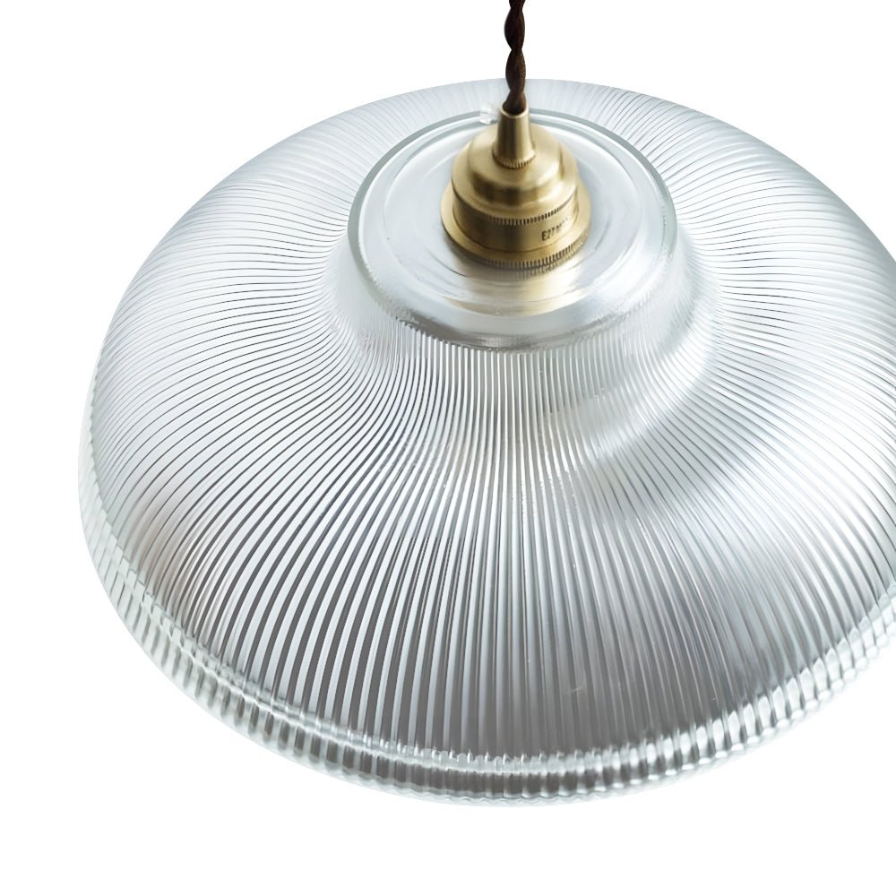 Vintage 1 - Light Striped Glass Dome - Shaped Pendant Light - LightfixturesUAE