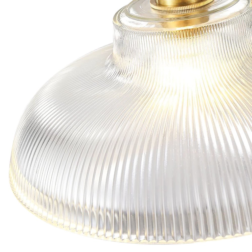 Vintage 1 - Light Striped Glass Dome - Shaped Pendant Light - LightfixturesUAE