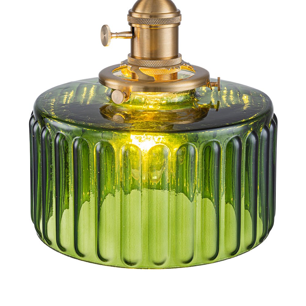 Vintage 1 - Light Striped Glass Drum Pendant Light - LightfixturesUAE