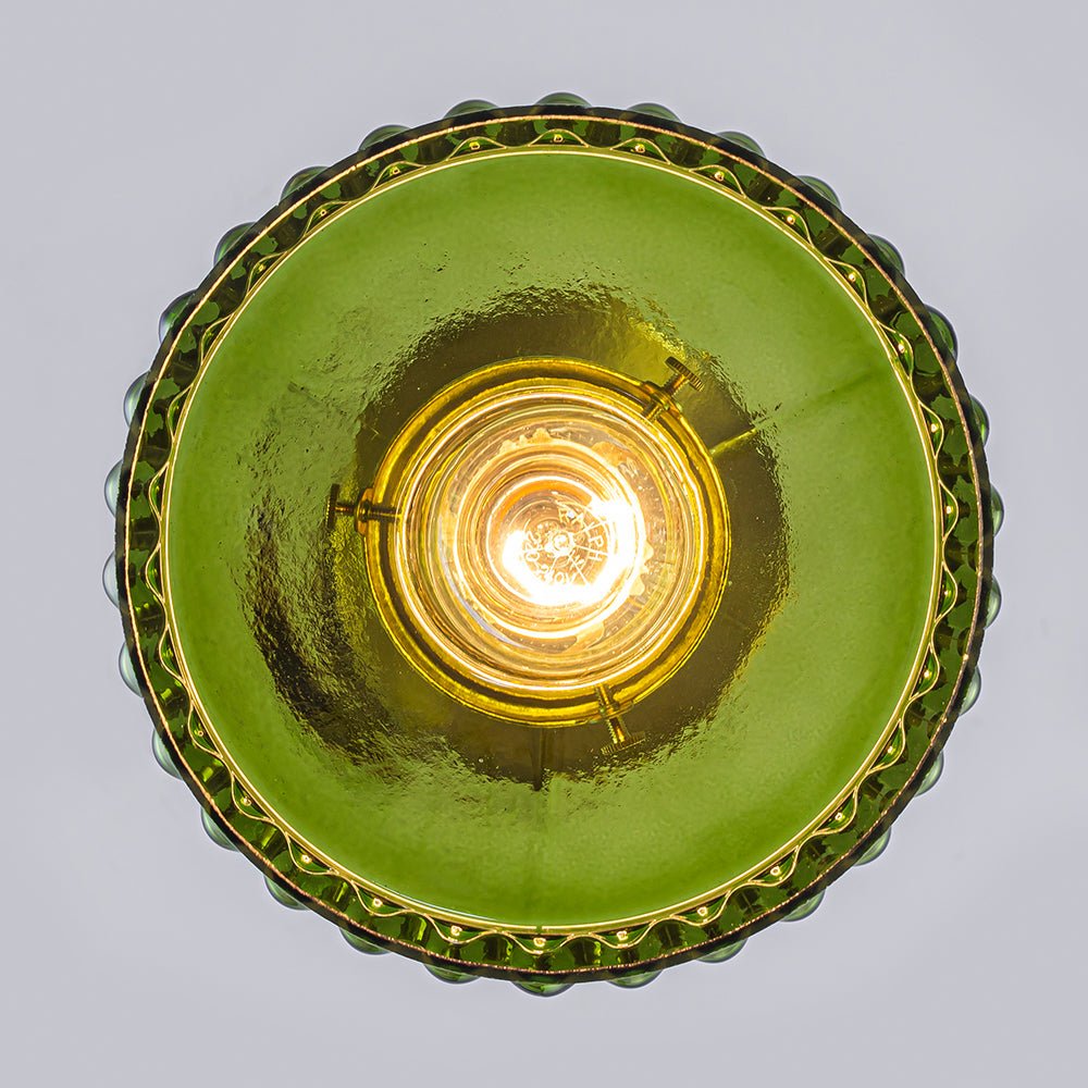 Vintage 1 - Light Striped Glass Drum Pendant Light - LightfixturesUAE