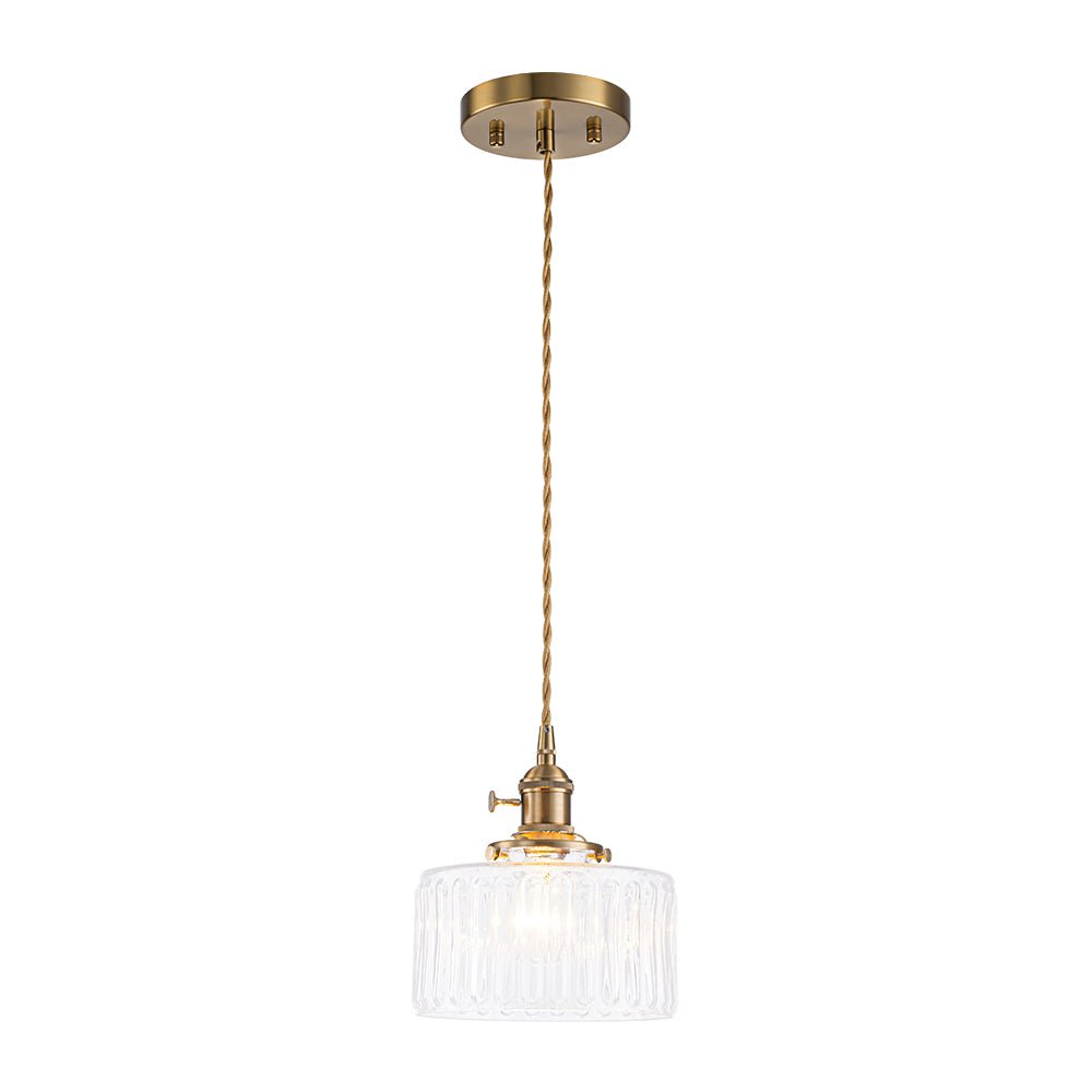 Vintage 1 - Light Striped Glass Drum Pendant Light - LightfixturesUAE