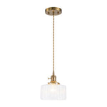 Vintage 1 - Light Striped Glass Drum Pendant Light - LightfixturesUAE