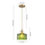 Vintage 1 - Light Striped Glass Drum Pendant Light - LightfixturesUAE