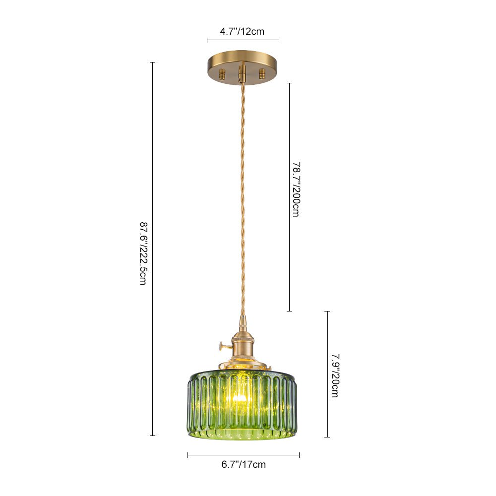 Vintage 1 - Light Striped Glass Drum Pendant Light - LightfixturesUAE