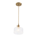 Vintage 1 - Light Striped Glass Drum Pendant Light - LightfixturesUAE