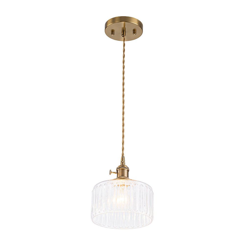 Vintage 1 - Light Striped Glass Drum Pendant Light - LightfixturesUAE