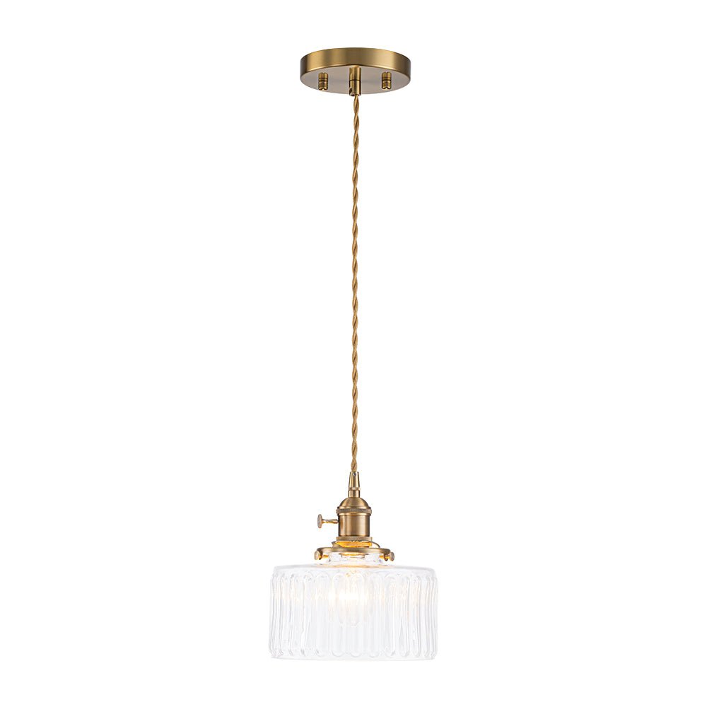 Vintage 1 - Light Striped Glass Drum Pendant Light - LightfixturesUAE
