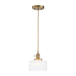 Vintage 1 - Light Striped Glass Drum Pendant Light - LightfixturesUAE