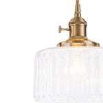 Vintage 1 - Light Striped Glass Drum Pendant Light - LightfixturesUAE