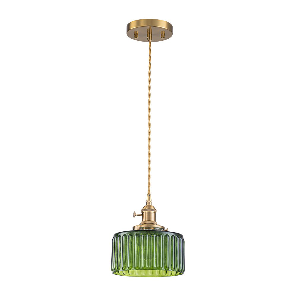 Vintage 1 - Light Striped Glass Drum Pendant Light - LightfixturesUAE