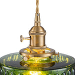Vintage 1 - Light Striped Glass Drum Pendant Light - LightfixturesUAE