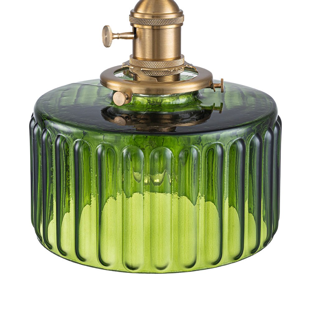 Vintage 1 - Light Striped Glass Drum Pendant Light - LightfixturesUAE