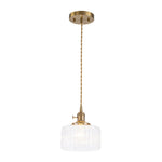 Vintage 1 - Light Striped Glass Drum Pendant Light - LightfixturesUAE