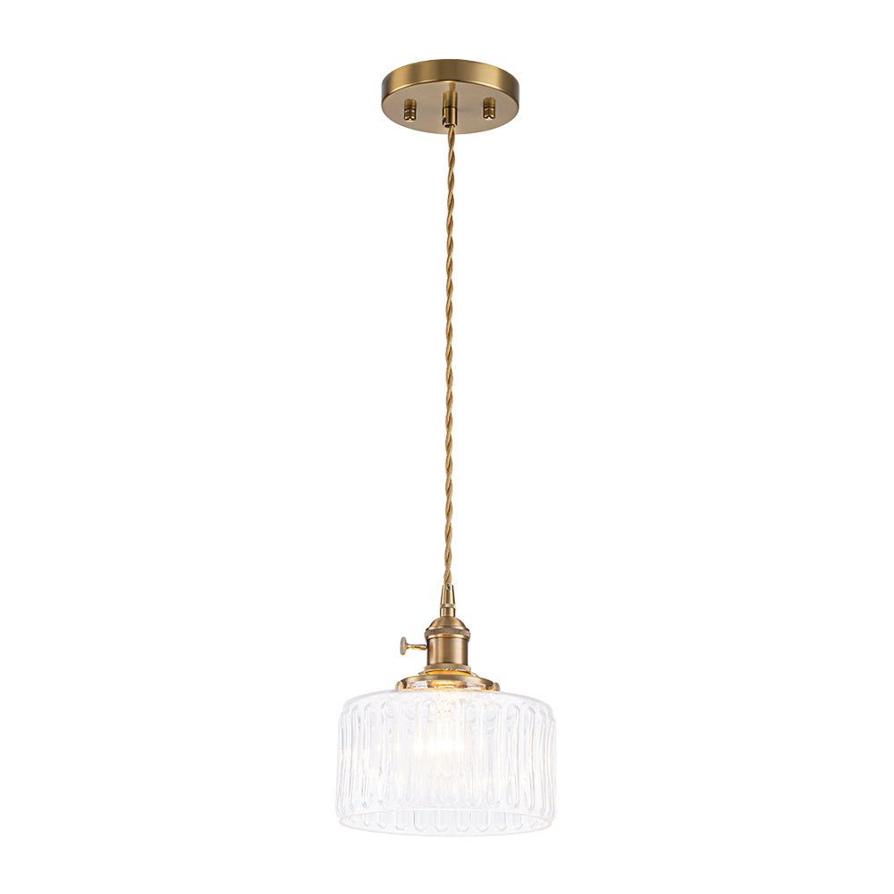 Vintage 1 - Light Striped Glass Drum Pendant Light - LightfixturesUAE