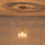 Vintage 1 - Light Striped Glass Drum Pendant Light - LightfixturesUAE
