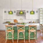 Vintage 1 - Light Striped Glass Drum Pendant Light - LightfixturesUAE
