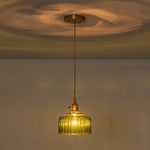 Vintage 1 - Light Striped Glass Drum Pendant Light - LightfixturesUAE