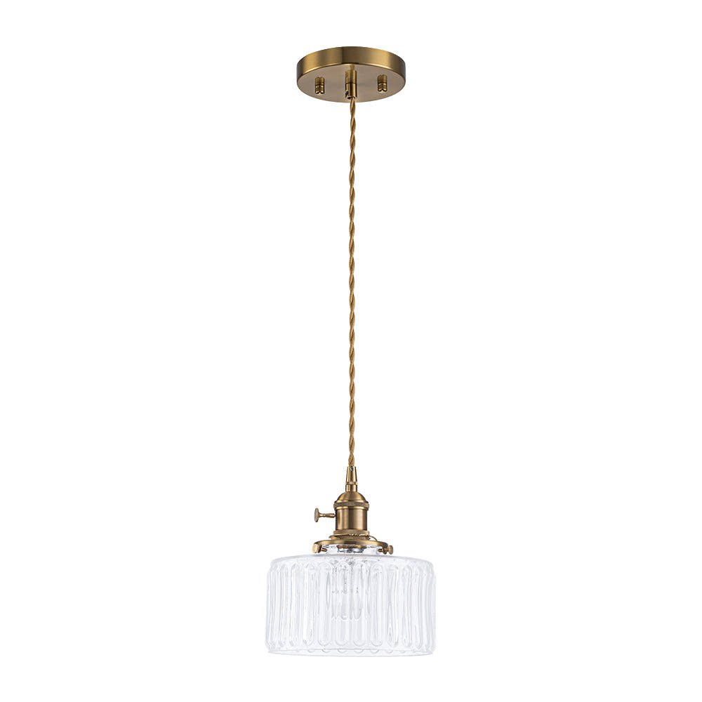 Vintage 1 - Light Striped Glass Drum Pendant Light - LightfixturesUAE