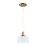 Vintage 1 - Light Striped Glass Drum Pendant Light - LightfixturesUAE
