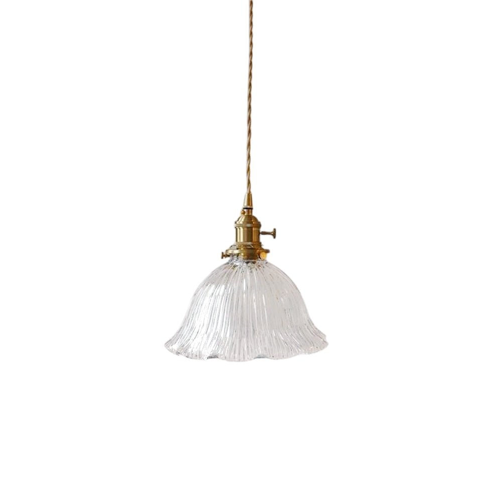 Vintage 1 - Light Striped Glass Flower - Shaped Pendant Light - LightfixturesUAE