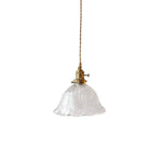 Vintage 1 - Light Striped Glass Flower - Shaped Pendant Light - LightfixturesUAE