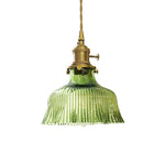 Vintage 1 - Light Striped Glass Flower - Shaped Pendant Light - LightfixturesUAE