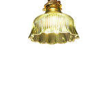 Vintage 1 - Light Striped Glass Flower - Shaped Pendant Light - LightfixturesUAE
