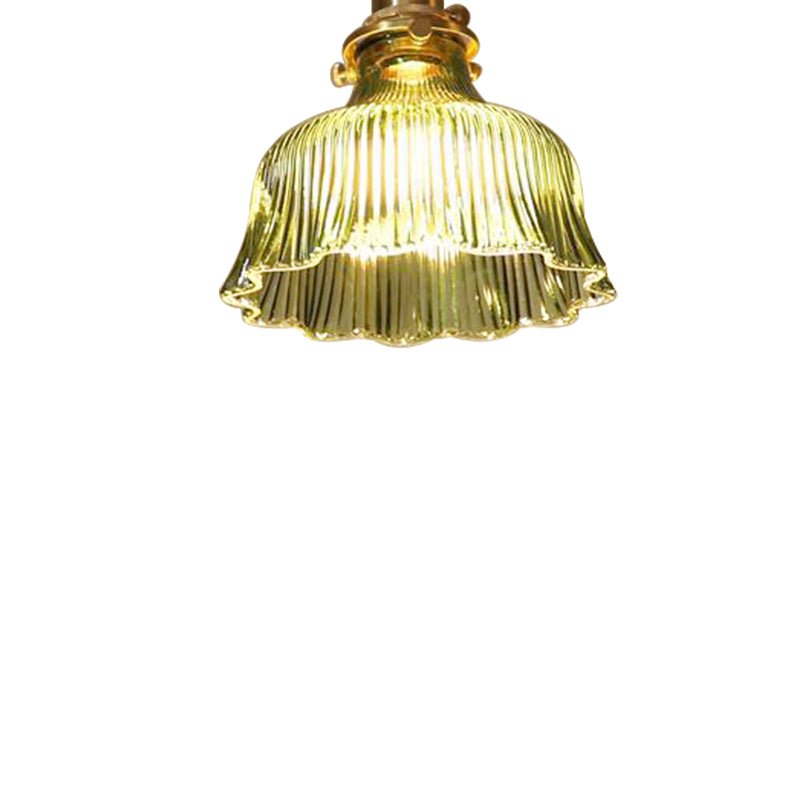 Vintage 1 - Light Striped Glass Flower - Shaped Pendant Light - LightfixturesUAE