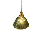 Vintage 1 - Light Striped Glass Flower - Shaped Pendant Light - LightfixturesUAE