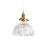 Vintage 1 - Light Striped Glass Flower - Shaped Pendant Light - LightfixturesUAE