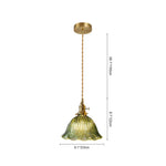 Vintage 1 - Light Striped Glass Flower - Shaped Pendant Light - LightfixturesUAE