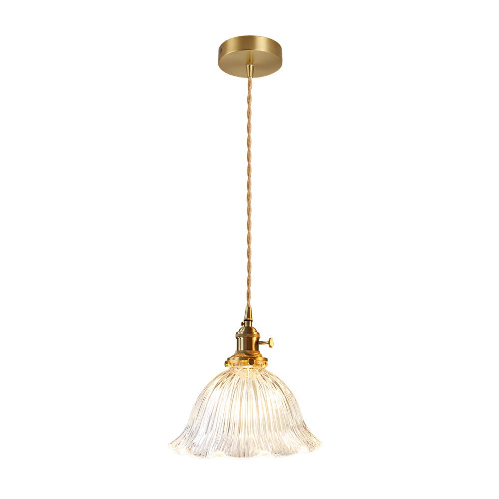 Vintage 1 - Light Striped Glass Flower - Shaped Pendant Light - LightfixturesUAE