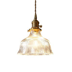 Vintage 1 - Light Striped Glass Flower - Shaped Pendant Light - LightfixturesUAE