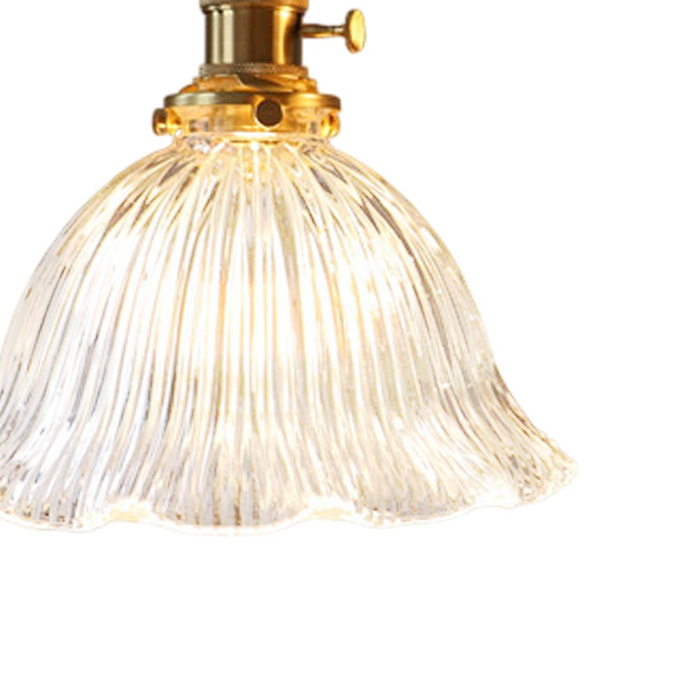 Vintage 1 - Light Striped Glass Flower - Shaped Pendant Light - LightfixturesUAE